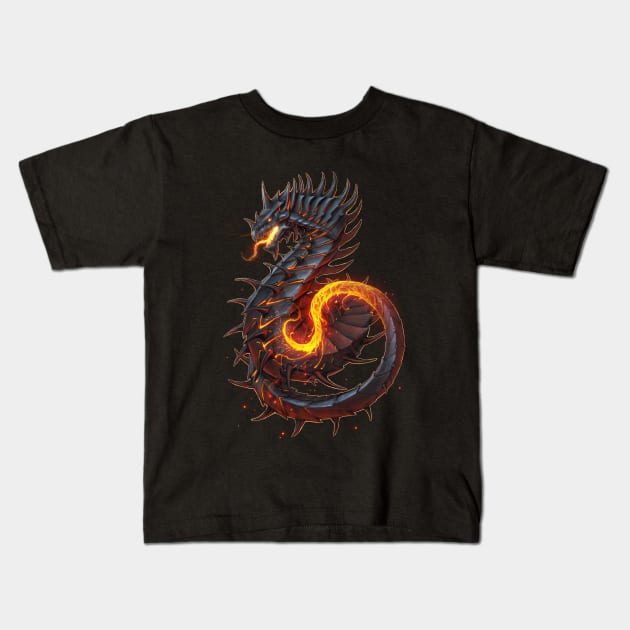 Fire Dragon Kids T-Shirt by chriskar